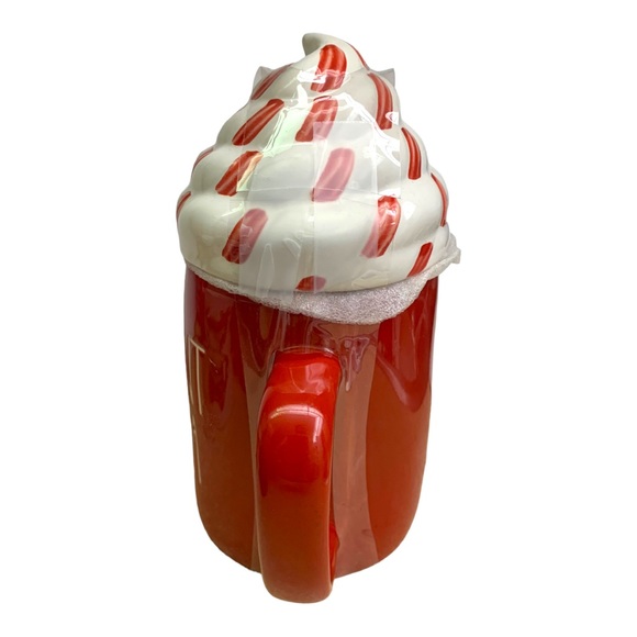 NWT Rae Dunn Peppermint Mocha Mug with Red & White Whip Cream Lid Topper LG - Picture 3 of 8
